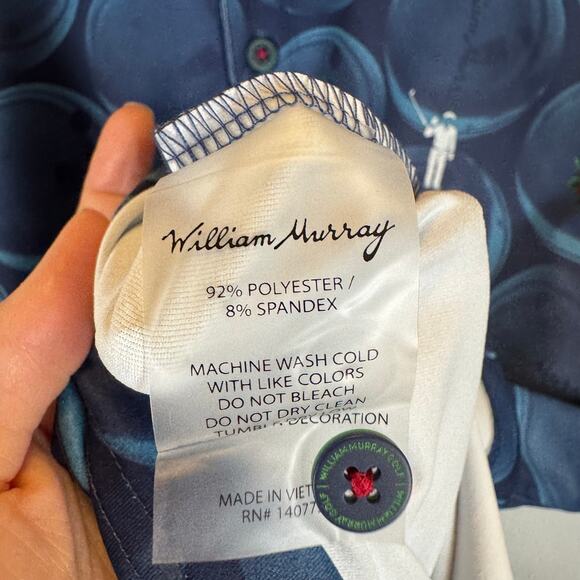 William Murray Men’s M Golf Polo Shirt Blue Bowling Rose Stretch Performance - Picture 11 of 12